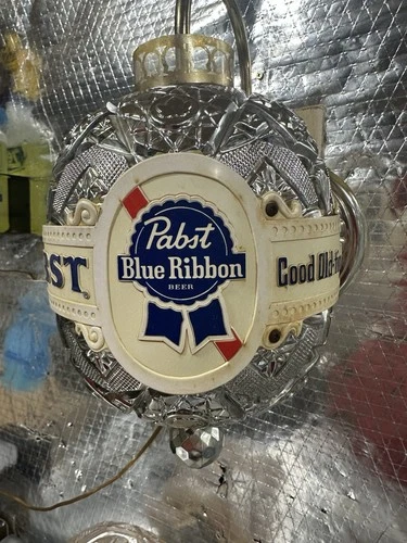 Vintage Pabst Blue Ribbon Beer Silver Rotating Motion Wall Sconce Non-Lit PBR