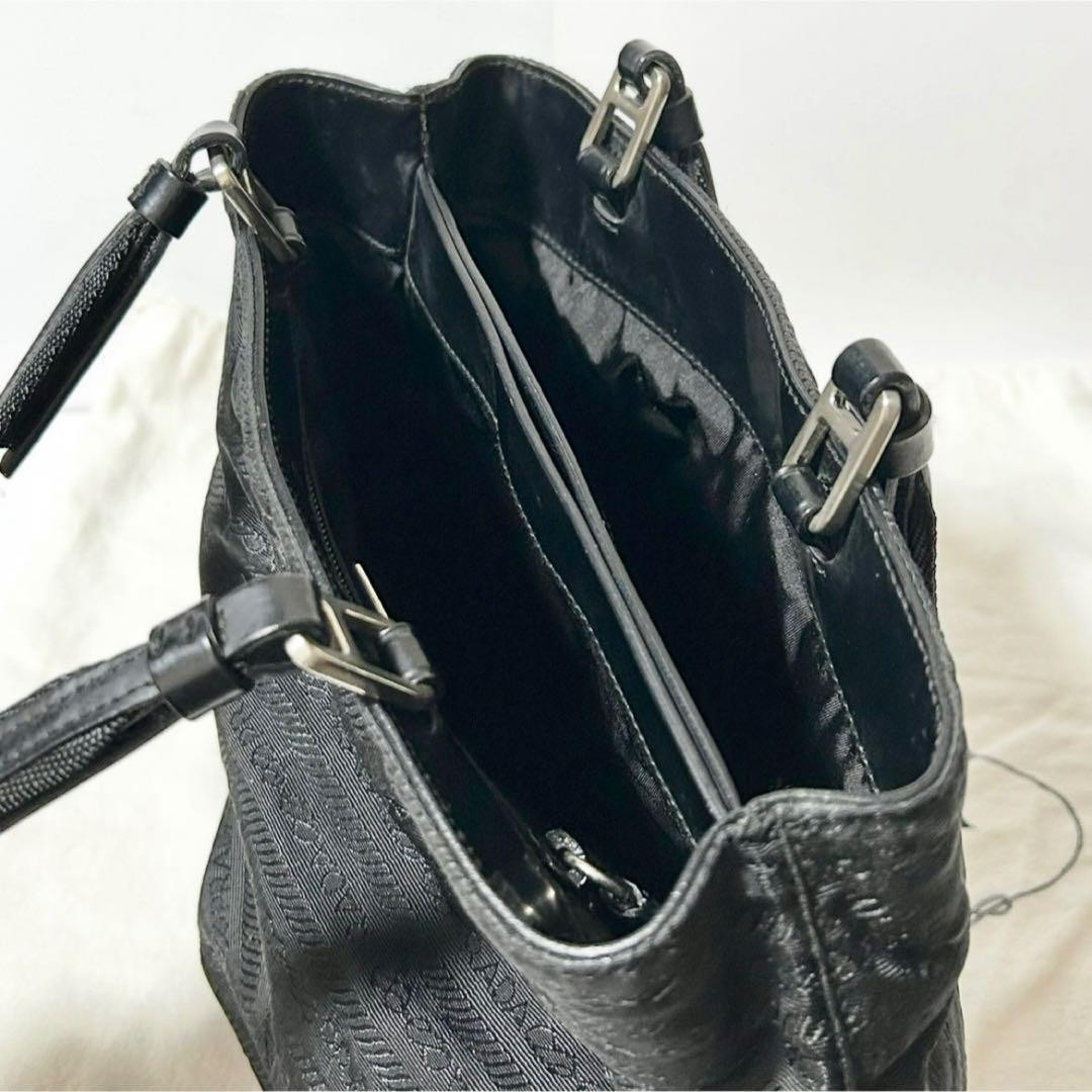 PRADA Leather Tote Bag Black Authentic Women's Handbag Excellent Condition thumbnail 19