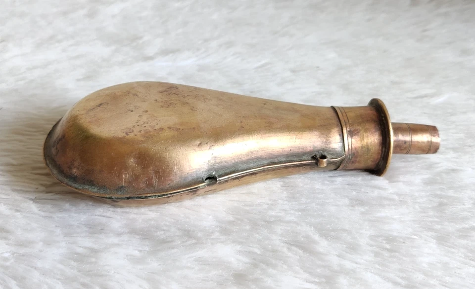 古董手工黄铜枪粉瓶黑色粉末瓶收藏品ME387 — 第 3/4 张图片