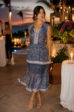 ULLA JOHNSON SILK TROPEZ PAISLEY BOHO MIDI DRESS SIZE 4 RESORT COASTAL VACATION