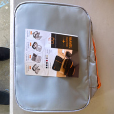 Travel Electronics Organizer Case Bag, Gray with Orange Trim