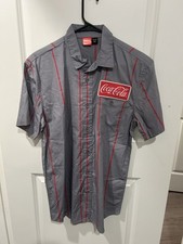 Coca-Cola Short Sleeve Button Up Patch Logo Uniform Shirt Men  s Medium 52 