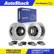 Front Rear Drilled Slotted Brake Rotors Ceramic Pads for Honda Civic 1.8L