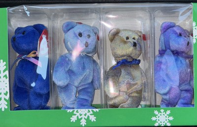 TY The Jingle Beanies Collection Set of 4 Clubby Edition Bears Christmas