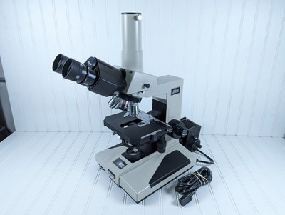 Nikon Optiphot Binocular Microscope w/ 4 Objectives Tested Working Free Shipping