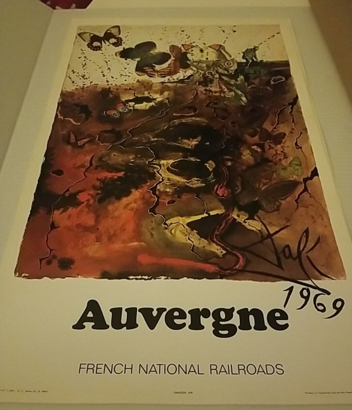 Salvador Dalí France Auvergne Vtg. Orig. SNCF French Railway Poster Train Fall 