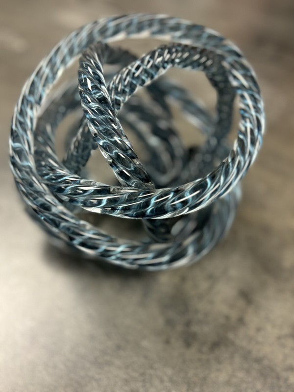 Glass Twisted Knot Rope Sculpture Hand Crafted Vtg Italian Venetian Style
