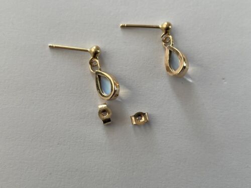 Pendientes Piedra Lunar Oro 9ct Pendientes Colgantes Piedra Lunar Oro Vintage - Imagen 7 de 14