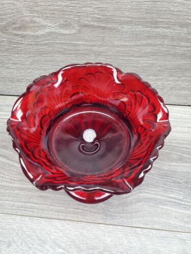 Fenton Red Compote Comport Scroll and Eye - Picture 3 of 7