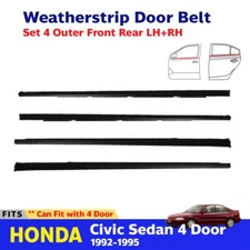 Outer Weatherstrip Door Belt Set 4 Front Rear Fits Honda Civic EG 4D Sedan 92-95