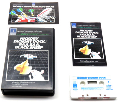 HICKORY DICKORY DOCK (Atari 400/800/XL/XE, 1982) (Box, Cassette, Manual) NTSC