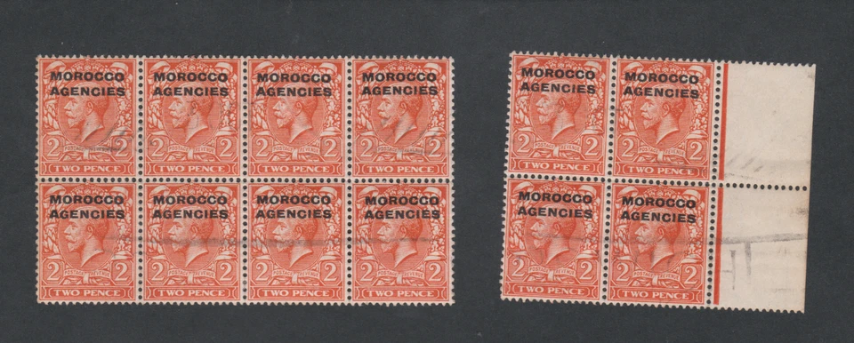 Morocco Agencies SG 45 2d Die I Naranja Sobreimpresión Bloque de 4 y 8 Fino Usado Foto 3 de 4
