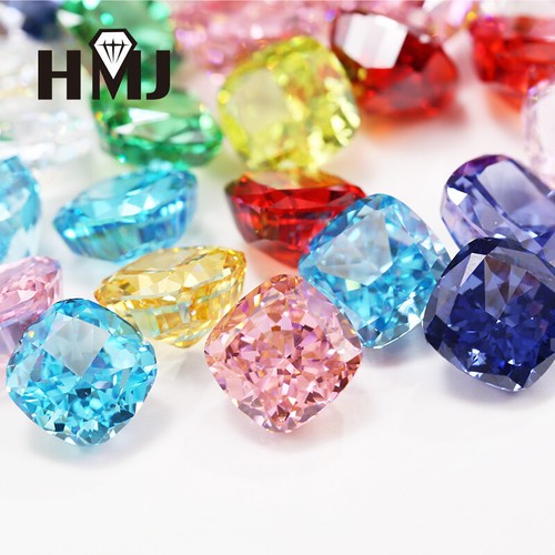 Cubic Zirconia Crushed Ice Cut AAAAA Cushion Square High Quality Carbon Diamond - Picture 23 of 30