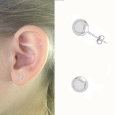 14K Real Solid White Gold Ball Baby Stud Post Polished Earrings 3mm