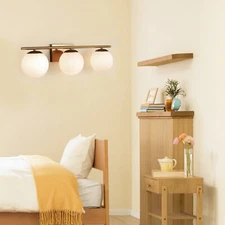 Farmhouse Bathroom Vanity Wall Light Fixture Industrial Rustic Milk White & Gold