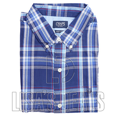 Chaps Mens Short Sleeve Button Down Easy Care Classic Fit Shirt
