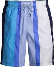 NWT Lands' End Men's Lined 8in Colorblock Volley Swim Trunks Size L 50 FLI151