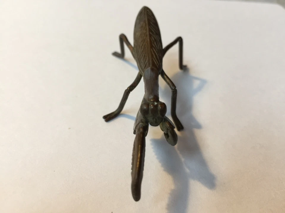 精美:古董,日本/日本铜 Okimono "Netsuke" 祈祷螳螂:真人大小 — 第 2/4 张图片