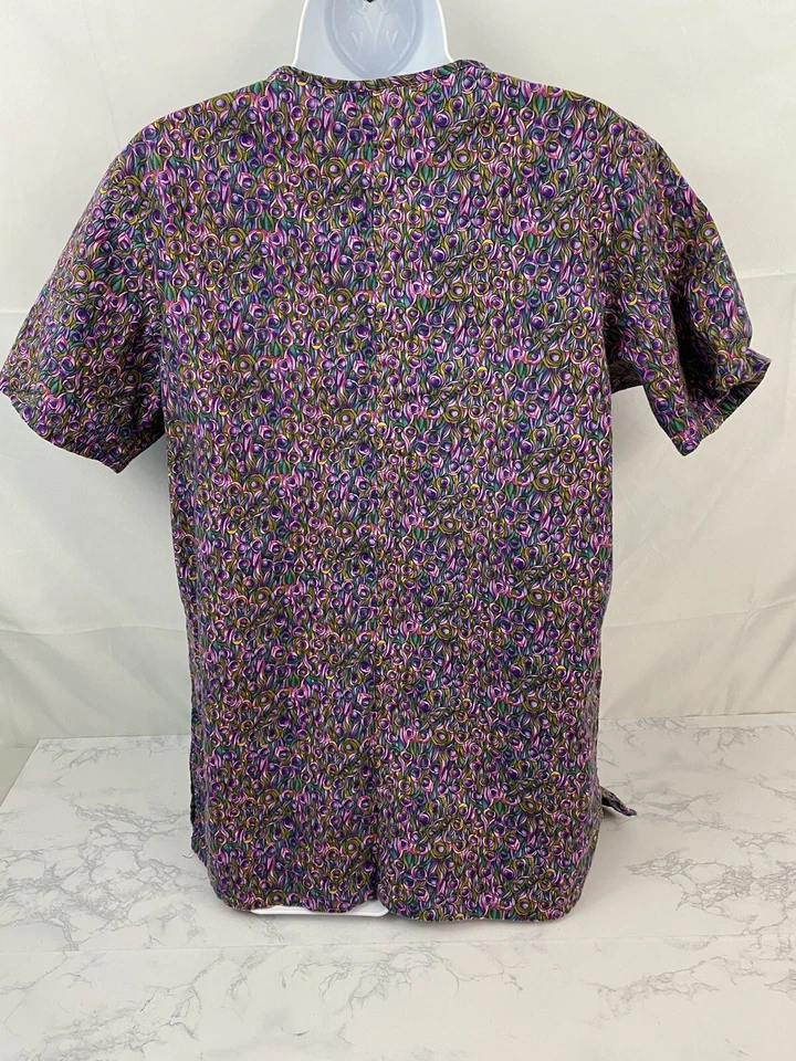 Cherokee Inspired Comfort Short Sleeve Scrub Top Womens XS V Neck Purple P1 - Image 4 of 4