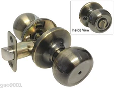 Privacy Antique Brass Bedroom Bathroom Round Knob knobs Door Handle Lock locks