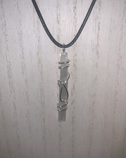 Handmade Selenite Stick Pendant Silver tone Wire Protection Stone Necklace Reiki