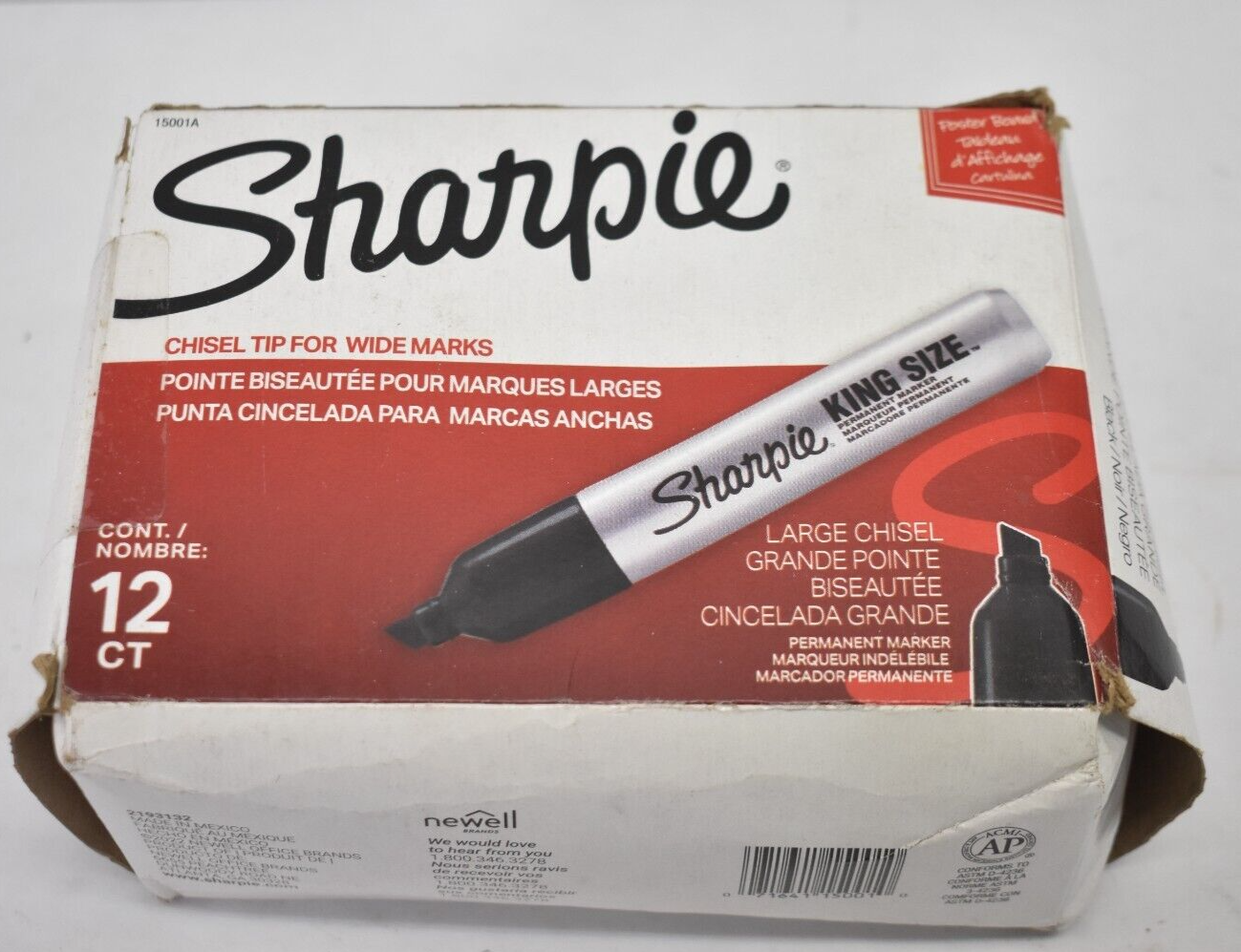 Lot of 12 Sharpie Chisel Tip Wide Markers Permanent Poster Board 15001A