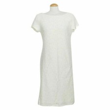 RALPH LAUREN Ivory Cotton Jersey Front Lace Overlay Dress L