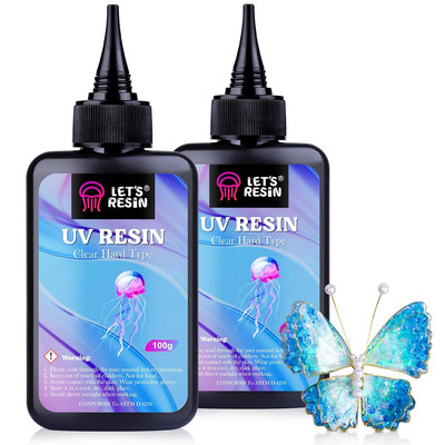 UV Resin,200G Low Viscosity Crystal Clear Ultraviolet Thin Epoxy Resin, Quick-Cu