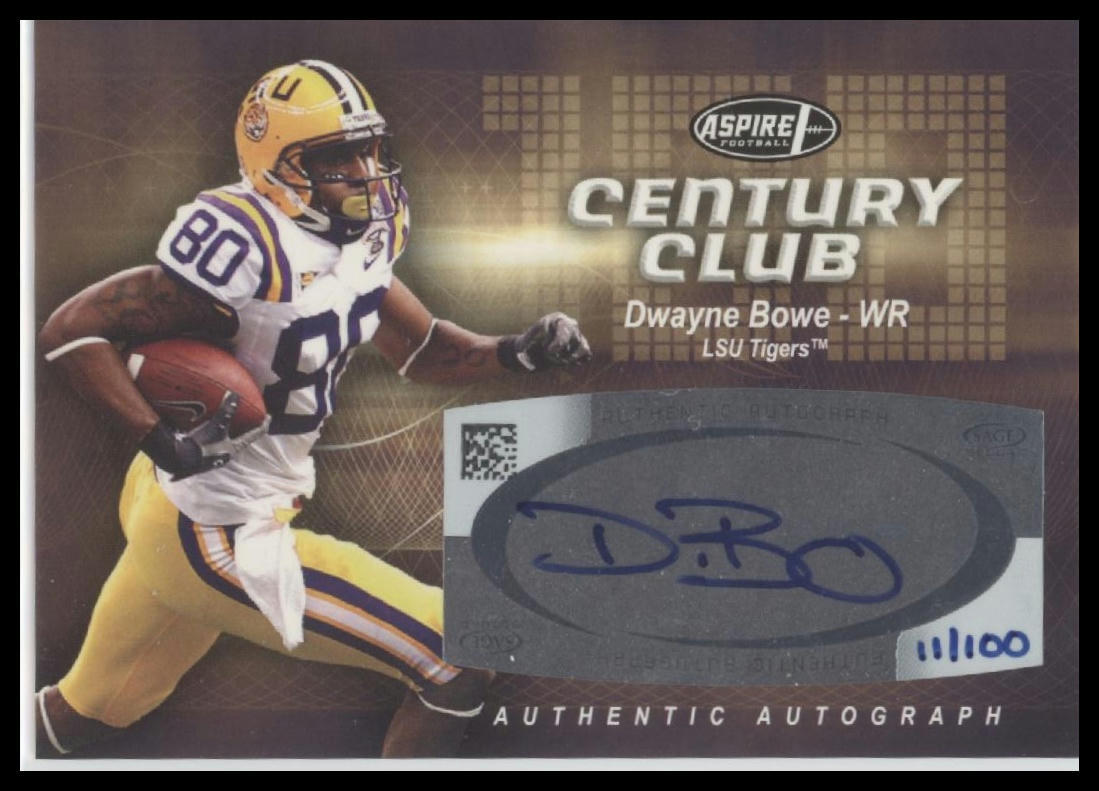 2007 SAGE Aspire #A-C20 Dwayne Bowe Century Club Autographs #/100