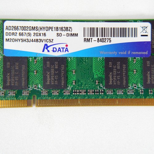 ADATA 2GB 200 Pin PC2-5300 CL5 DDR2-667 2Rx8 1.8V SODIMM RAM Memory AD2667002GMS - Picture 3 of 4