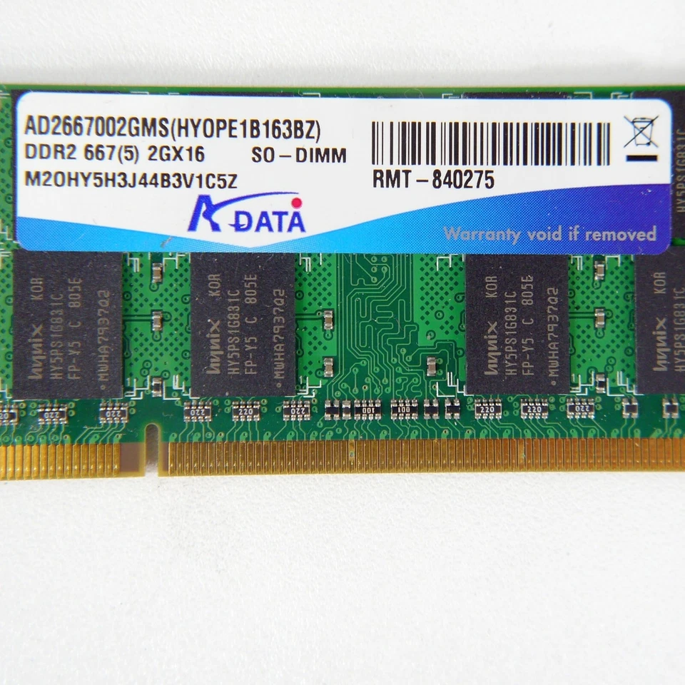 ADATA 2GB 200 Pin PC2-5300 CL5 DDR2-667 2Rx8 1.8V SODIMM RAM Memory AD2667002GMS - Image 3 of 4