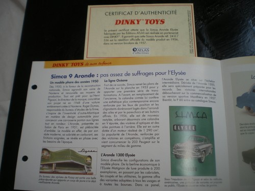 1/43 Simca 9 Aronde Elysée Bleu toit blanc Dinky Toys 24U F Atlas +Fiche Certif - Bild 9 von 11