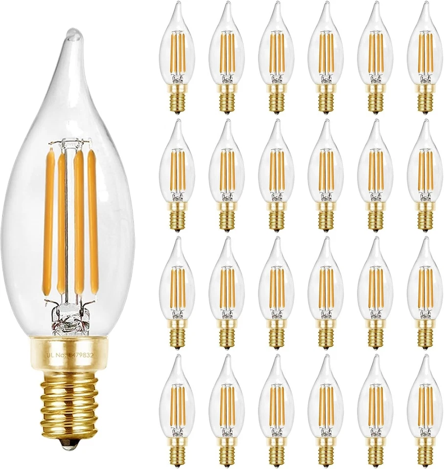 Dimmable E12 LED Candelabra Bulbs, 40W Equivalent - 2700K Warm White, 24 Pack - Image 3 of 4