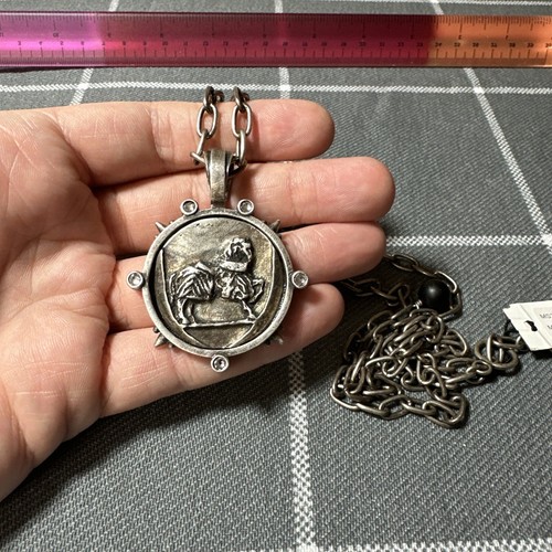 French Kande Designer Signed Chain Necklace And Pendant 32”
