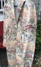 Vintage Lounge Robe Chineese Brocade Fabric Long Length Large
