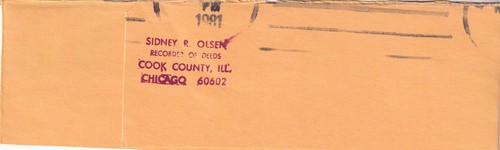 USA 1981 3 PERFIN STAMPS TIED TO FOLDED PIECE FROM COOK COUNTY IL RECORDER #54 - Picture 2 of 2