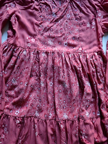 Girls Dress Children's Place 10/12 Large Pink Floral Long Sleeve - Picture 3 of 7