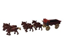 Vintage Cast Iron Horse Drawn Wagon Display 6 horses