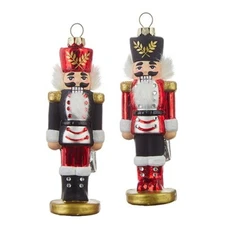 Eric Cortina RAZ Imports 5.75" Nutcracker Glass Ornaments Set/2 NEW Black Red