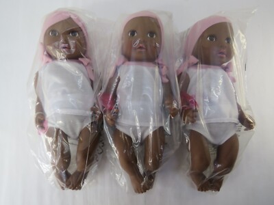3 NEW Babi Battat Newborn Baby 14'' Doll W/2PC Body Suit & Pink Headband