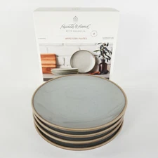 Blue Stoneware Reactive Exposed Rim Appetizer Plate Set of 4 - Hearth & Hand