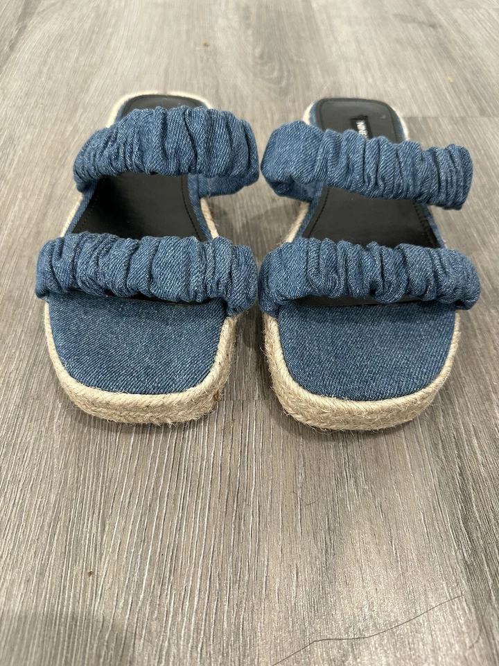 Sandalias de mezclilla Nine West azules Coastal Core Cottage Core playeras WNPeacock7 talla 7M Foto 2 de 4