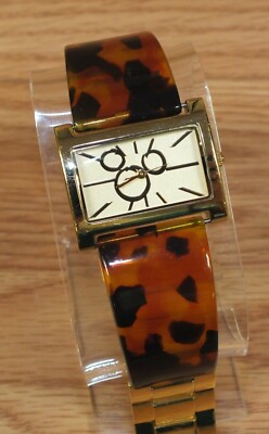 Walt Disney Time Works (Y121E) Cheetah Print Resin Gold Tone Mickey Mouse Watch