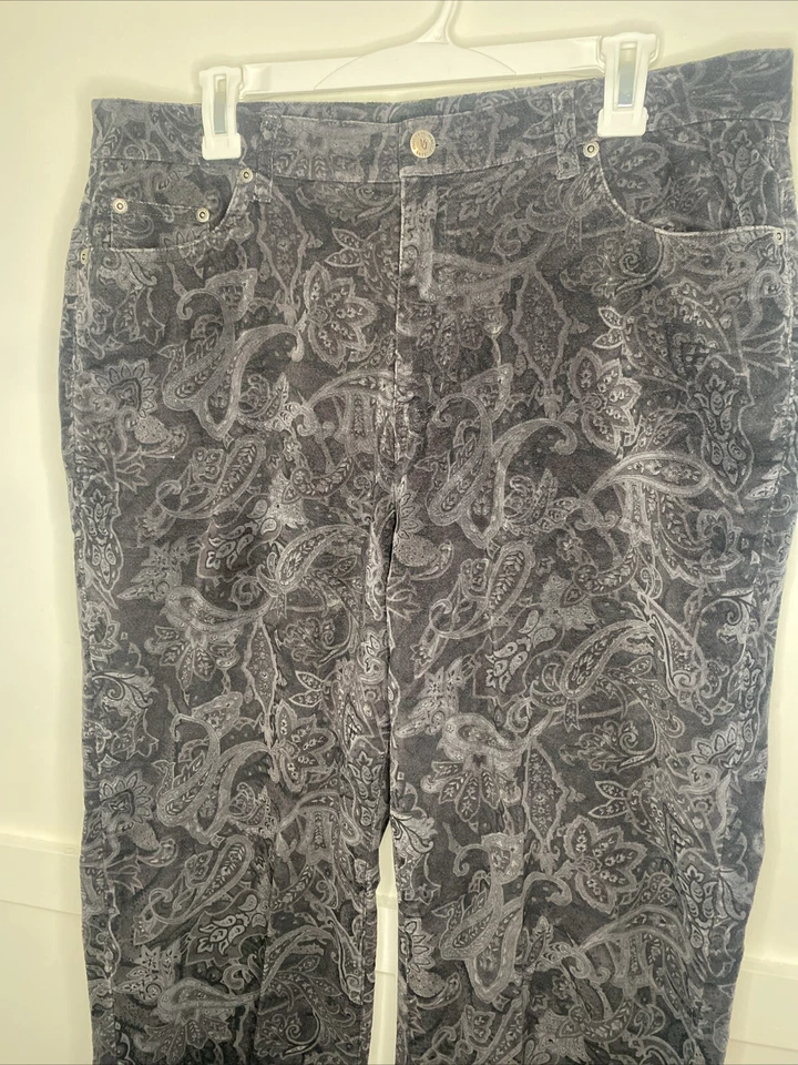 Pantalones elásticos Venezia Jeans para mujer talla 16 grises imitación gamuza estampado cachemir Foto 2 de 4
