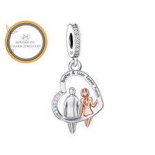 Brother And Sister Forever Heart Charm For Bracelet, Heart Charms
