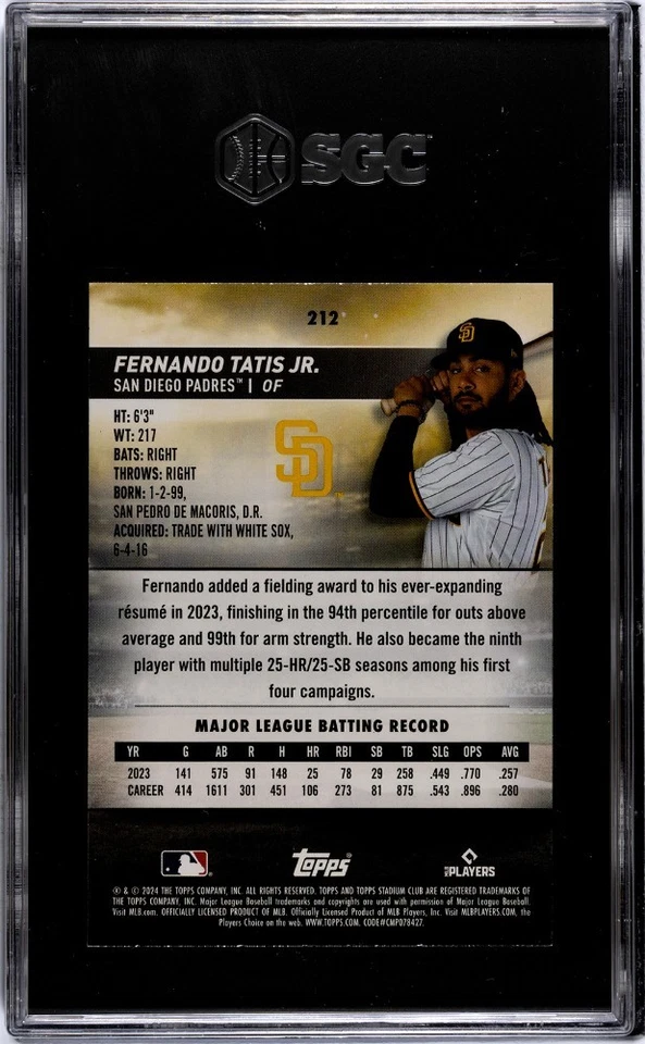 2024 Topps Stadium Club Fernando Tatís Jr. #212 Gold Foil - Image 2 of 2