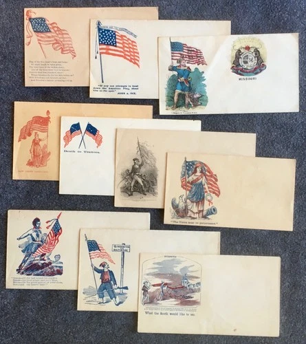 Civil War Patriotic Covers Lot of 10 Flag Missouri Disunion George Washington