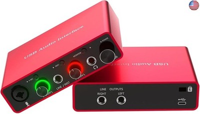 24Bit/192kHz USB Audio Interface with 48V Phantom Power - Studio Quality