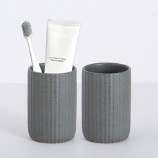 Ceramic Bathroom Tumbler, Ribbed Bathroom Toothbrush Holder Cups, Tooth Brush...