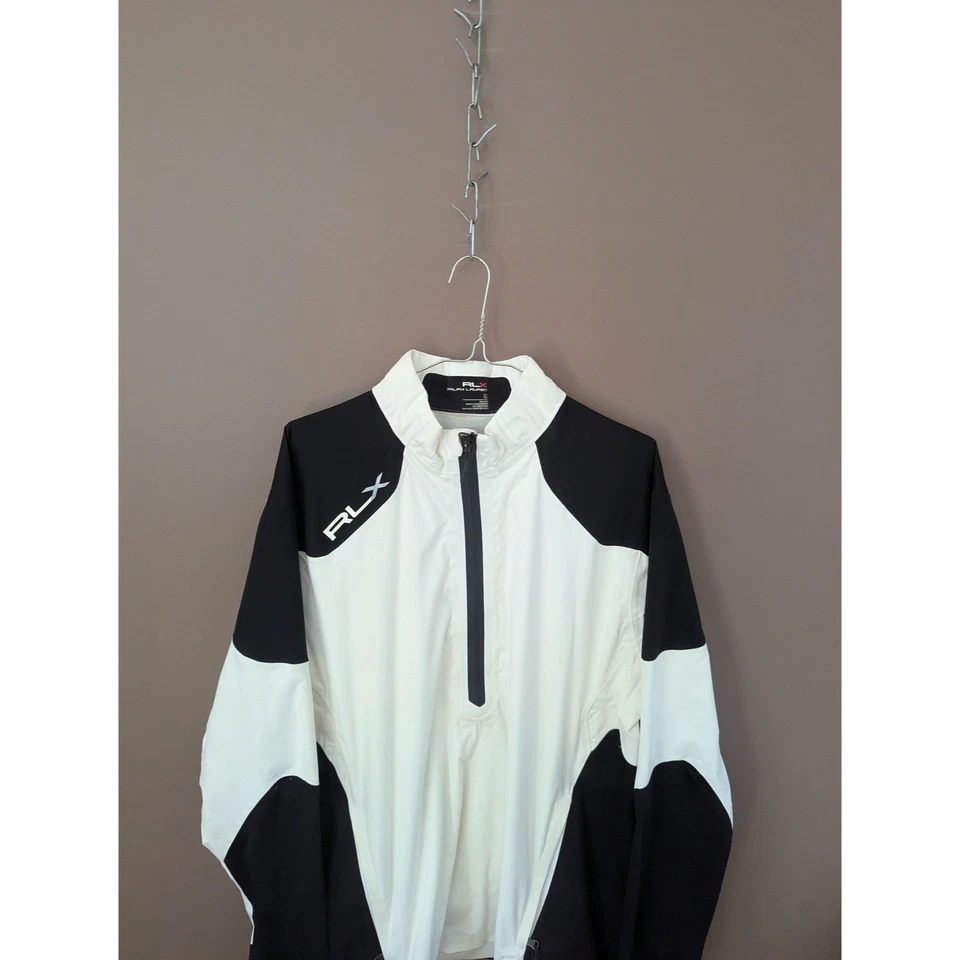 RLX Ralph Lauren Jacket Mens Large White Black Half Zip Golf Rain Windbreaker - image 2 of 4